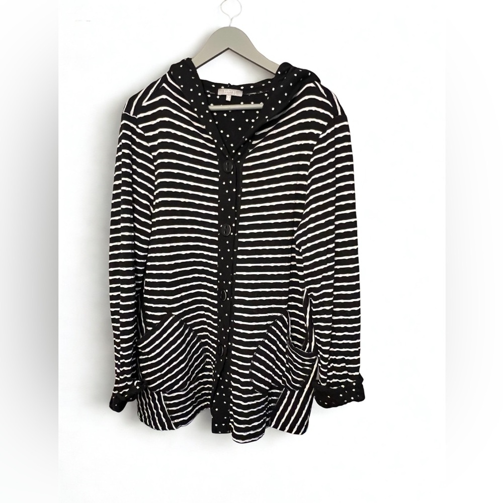 Habitat Black and White Stripes Swing Pocket Casual Comfy Hoodie size M